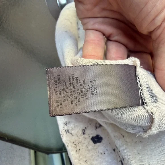 John Varvatos - linen Light Beige Speckled Short Sleeve Tee - Picture 5 of 8